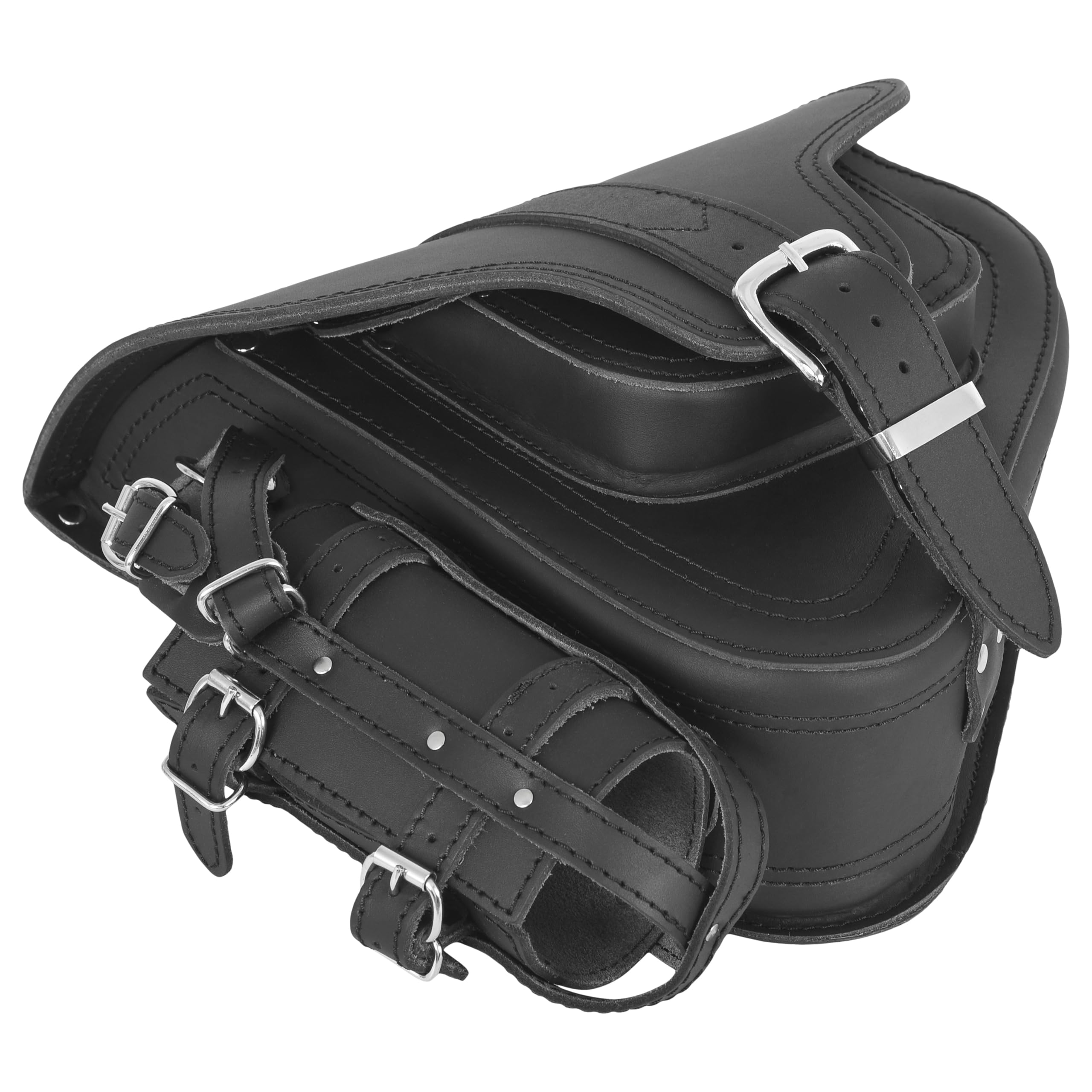 Hades Black Schwingentasche kompatibel mit Harley Davidson Softail Schwinge schwarz Getränkehalter Tasche Motorrad Softail Heritage Bikertasche Echtleder Slim Starrahmen Rahmen