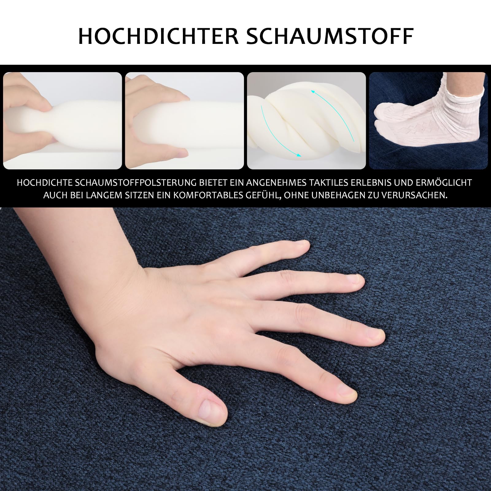 4pcs Stuhlkissen mit Bändern (43 * 41cm) Sitzkissen Stuhl rutschfest Sitzauflage Sitzpolster halbrund für Stühle in Haus und Garten Büro