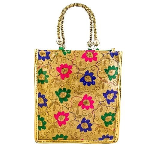 generic product Clems Zone 1001 Handicraft Embroidered Women Hand Bag Color (Golden)