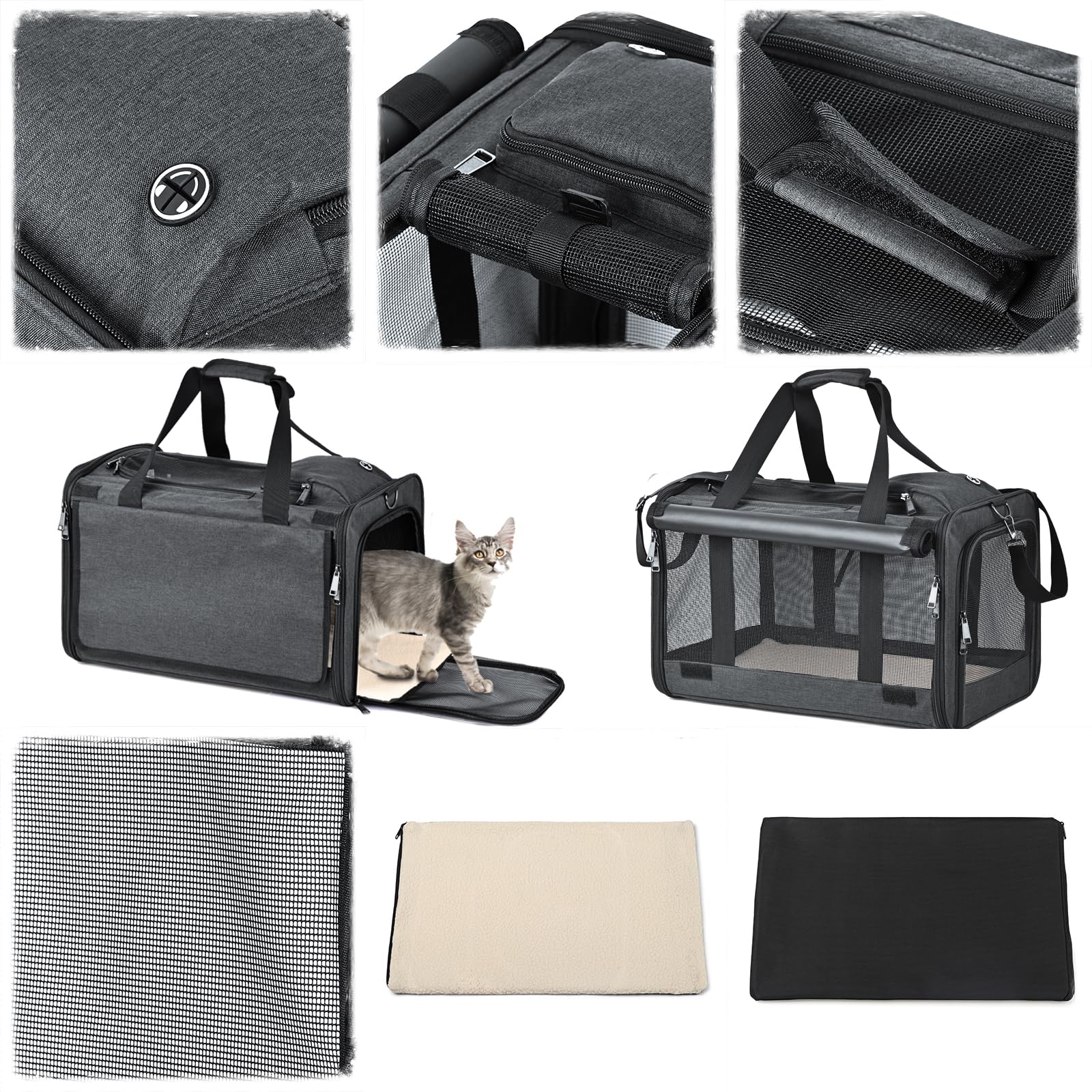 Borsa Trasporto Pet Fino A 10kg - Pieghevole, Con Tappetino Rimovibile - Per Cani E Gatti - Foto 14