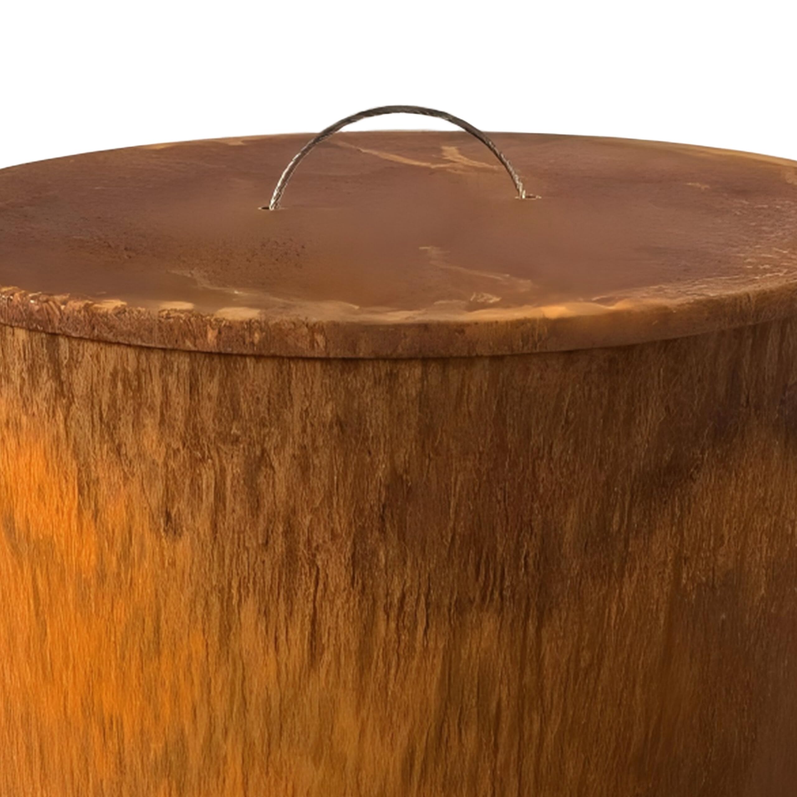 Relaxdays Braciere in Acciaio Corten Effetto ruggine HxD 60x38,5 cm, Industriale con Coperchio