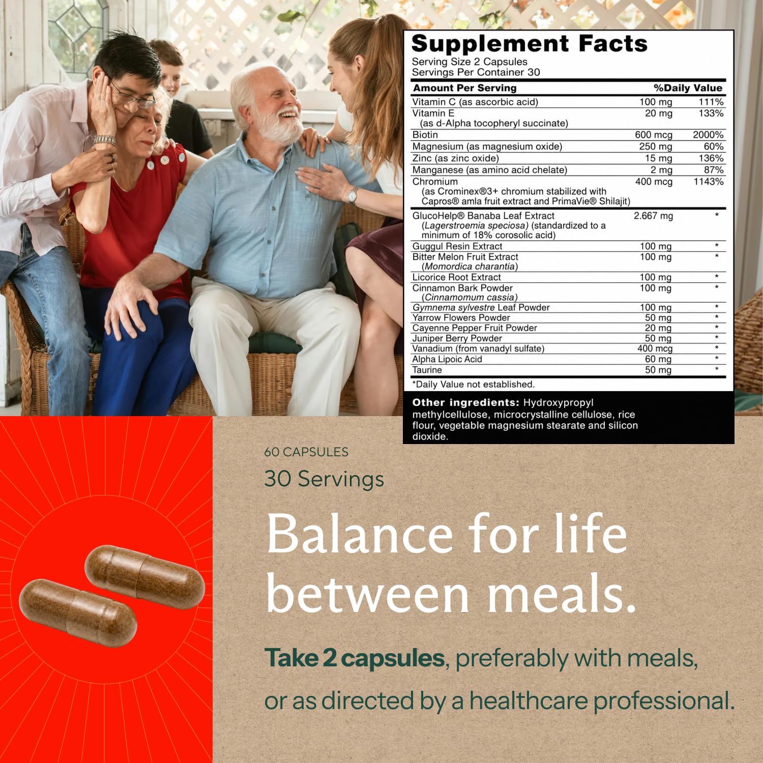 Premium Blood Sugar Support Supplement–Supports Healthy Blood Sugar Levels Already Within Normal Range – Includes Bitter Melon Extract, Vanadium, Chromium, Cinnamon, & Alpha Lipoic Acid-60 Capsules — Amazon image 3