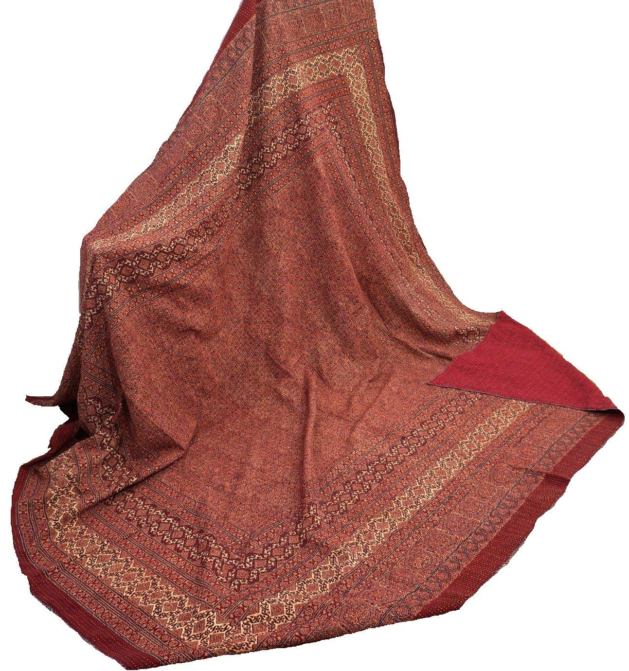 Desconocido Colcha Indio Kantha Ralli Gudri, Hecha a Mano con impresión de Kantha Ajrakh Kantha, Colcha India, Aplique Kantha, Colcha de algodón Indio Acolchado, Colcha Reversible