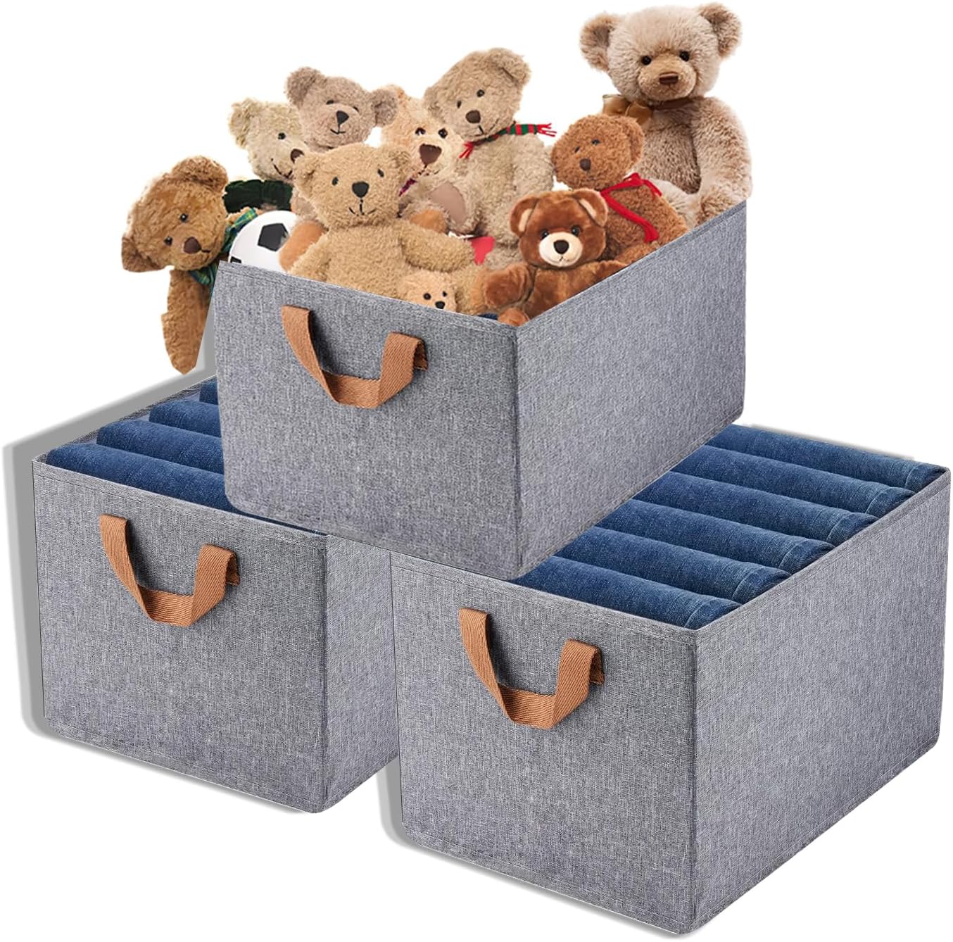 Rdusi Storage Baskets Set of 3 Pieces,CubicleFree Foldable Toy Box