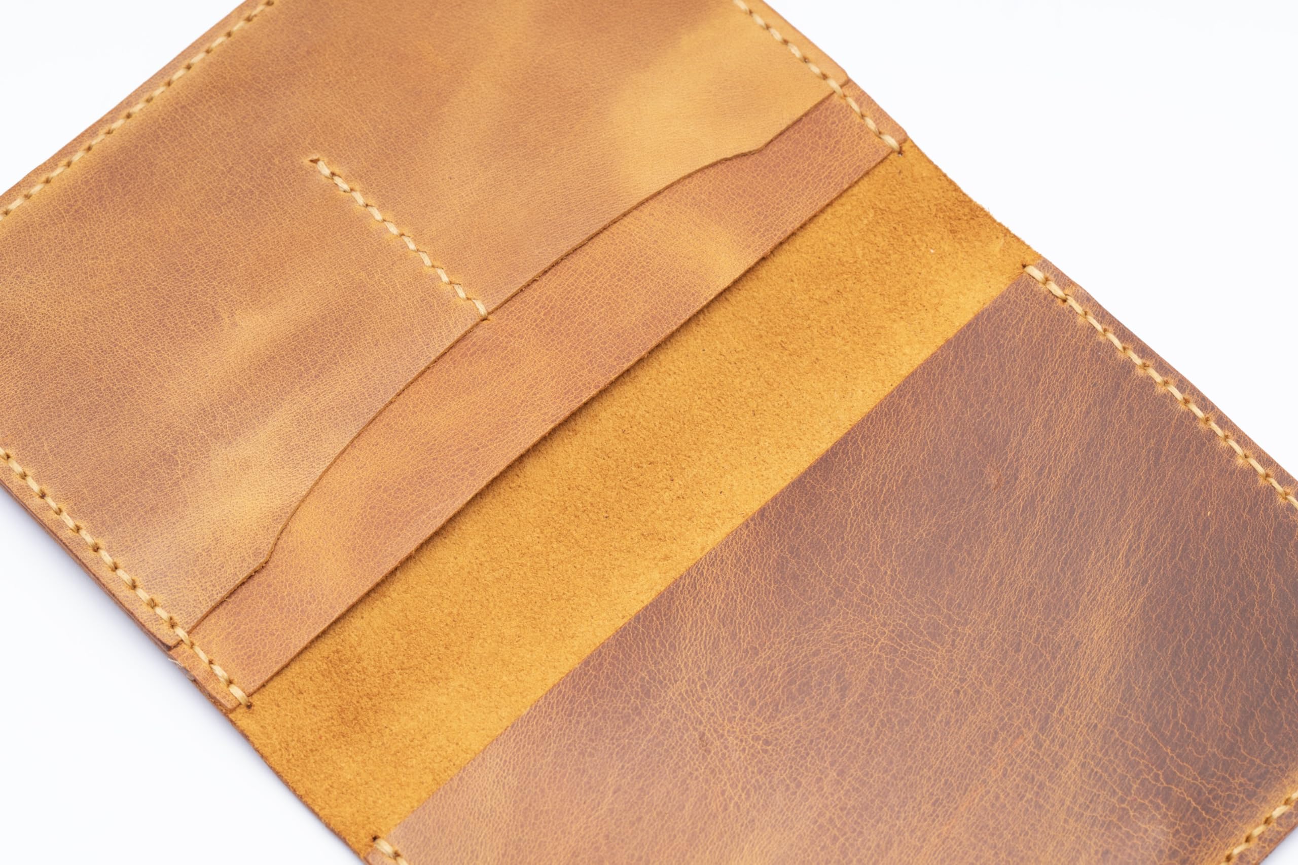 Funda de piel hecha a mano para pasaporte, cartera y tarjetero, Camello, Funda de piel auténtica