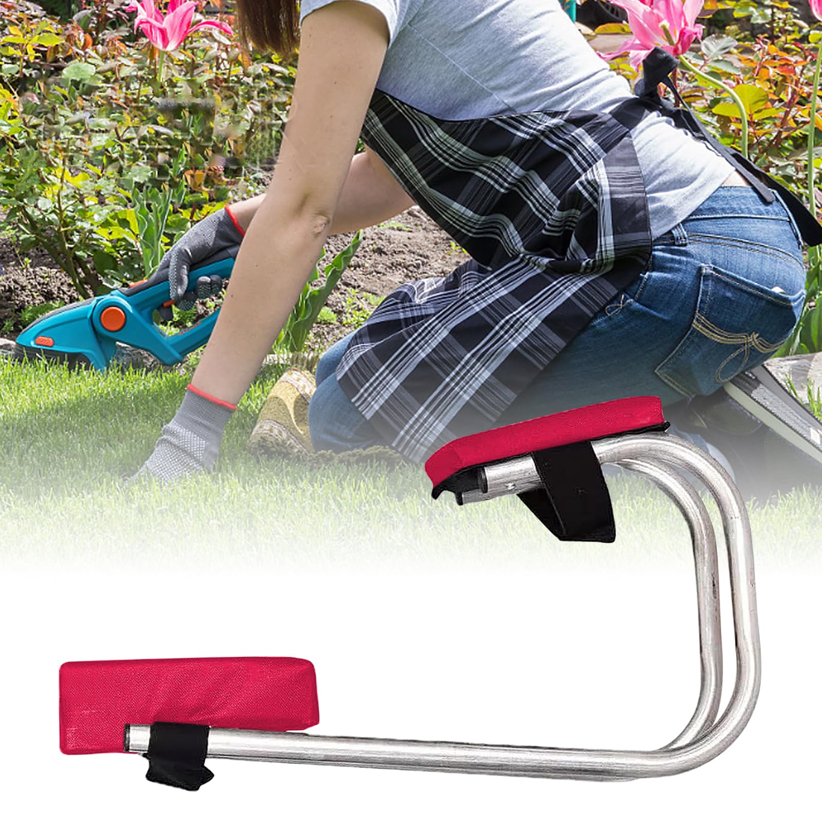 Knee Seat for Gardening, rodilleras, rodilleras, ergonómico, para jardinería, rodilleras, herramientas para trabajar en el campo (rojo, 1 pieza)