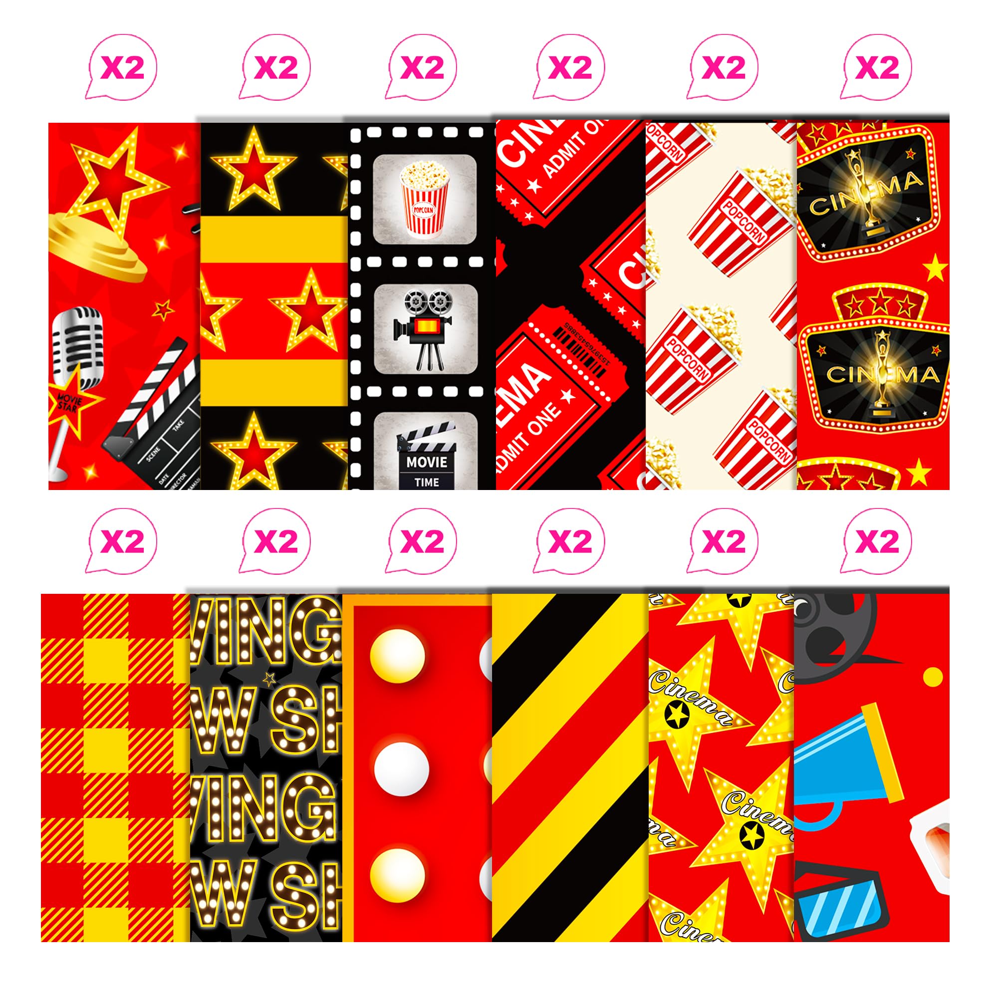 Papier z czerwonego dywanu, 30 x 30 cm, album do scrapbookingu, dwustronny, składany, płaski, do samodzielnego wykonania kart, scrapbookingu, albumu fotograficznego, dekoracji, 12 wzorów