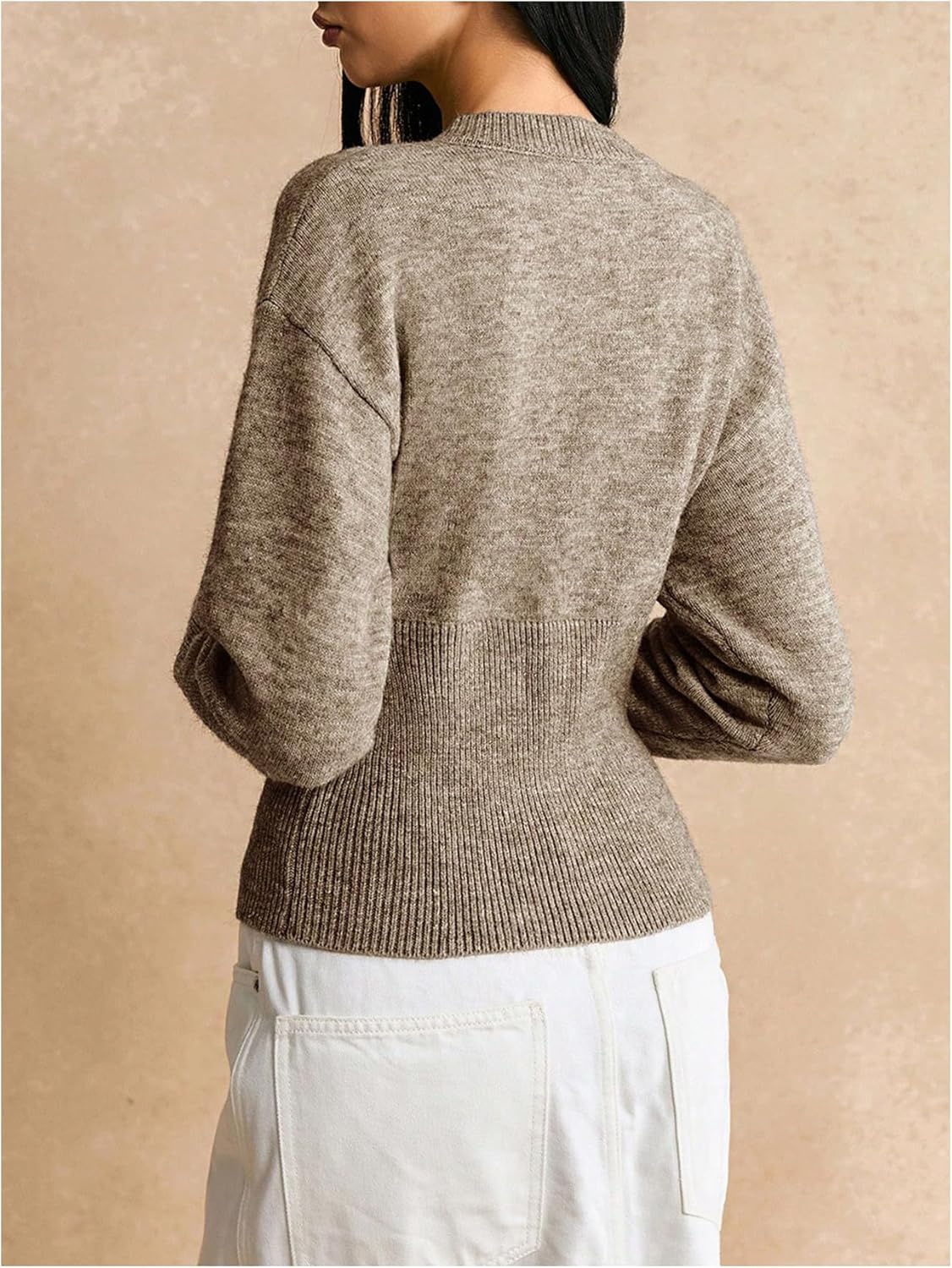 GORGLITTER Women's Button Up Cinched Waist Cropped Cardigan Sweater 2025 Fall Long Sleeve Slim Trendy Knitwear Tops - Image 3