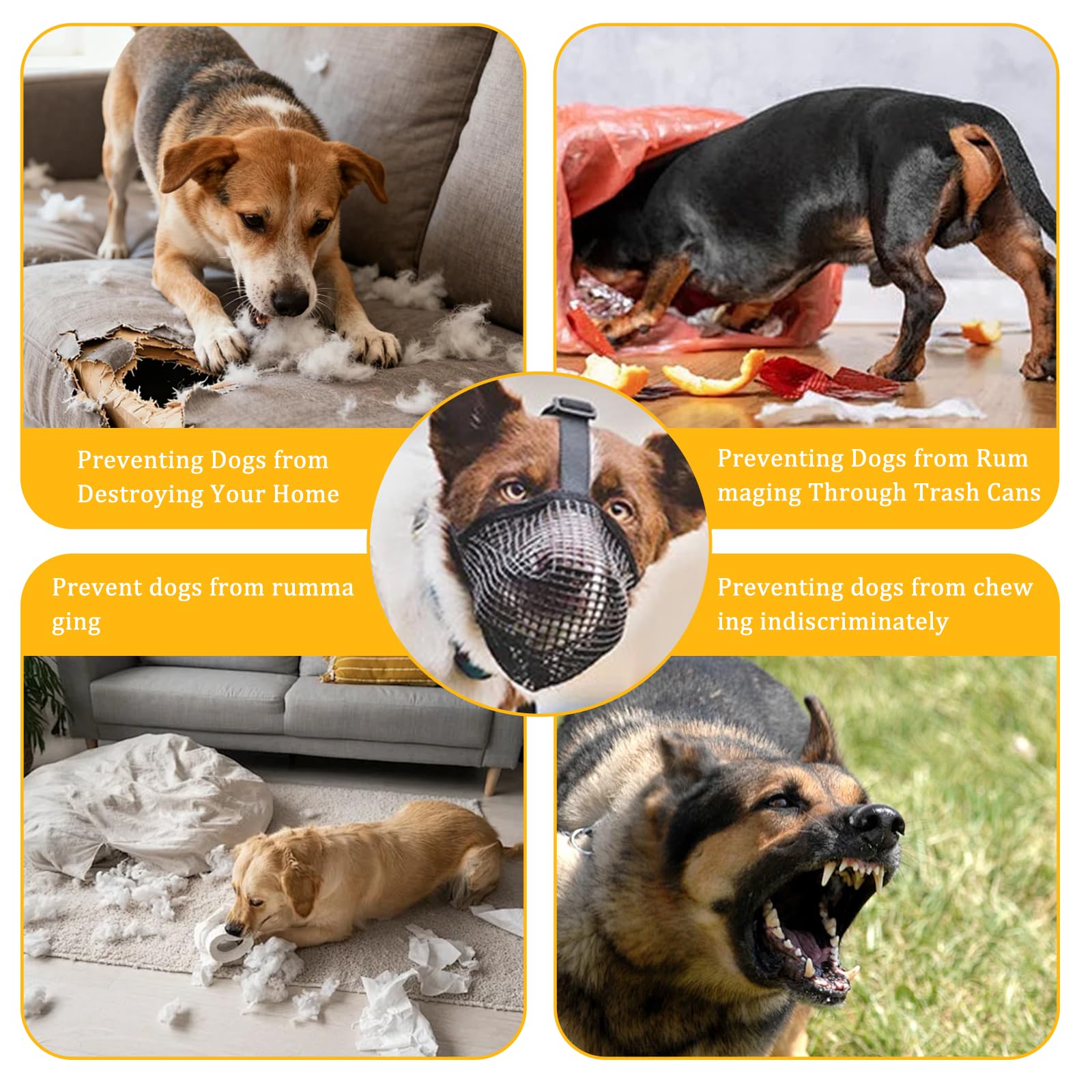 Museliere Anti Intoxication Chien (M) Muselière Chien Réglables Masque Respirant pour Animaux Prévenir L'ingestion Accidentelle pour Attraper Les Morsures Les Lécher La Mastication