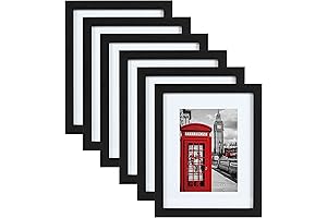 Set of 6, 11 x 14 inch Black Woodgrain Picture Frame for...