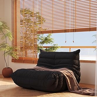 Bean Bag Chair, Fireside Chair, Large Bean Bag Chair for Adults, Bean Bag Chairs for Teens with High-Resilience Foam, Non-Slip Base Floor Lounge Sofa,Living Room (Black, Single)