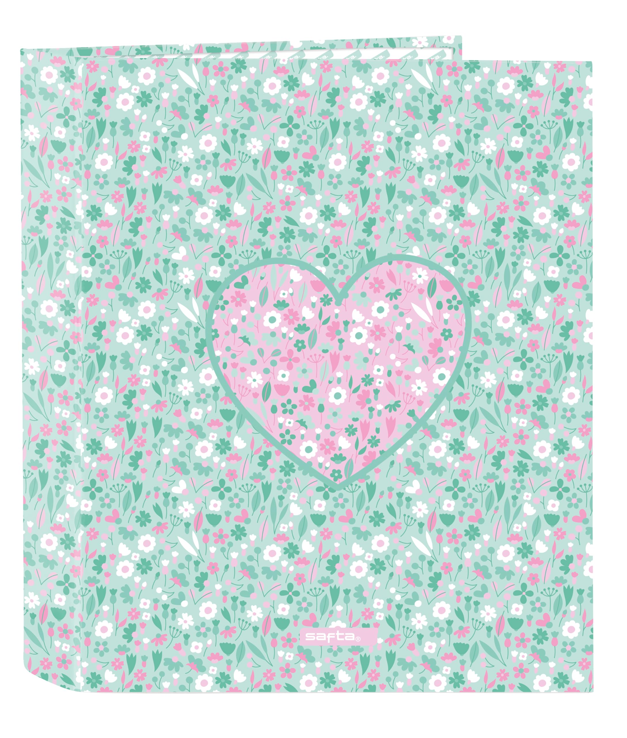 Safta CUORE – Folio Folder 4 Rings, Ideal for Children of Different Ages, Comfortable and Versatile, Quality and Resistance, 27 x 6 x 33 cm, Mint, M, Casual