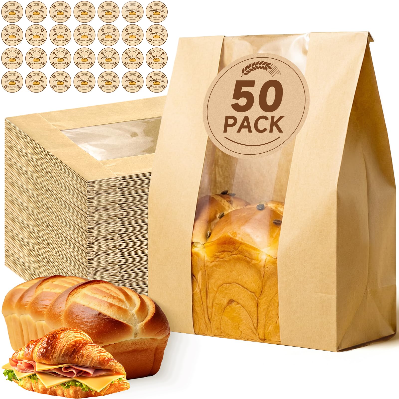 Tripho 50 Pcs Extra Thick Bread Bags