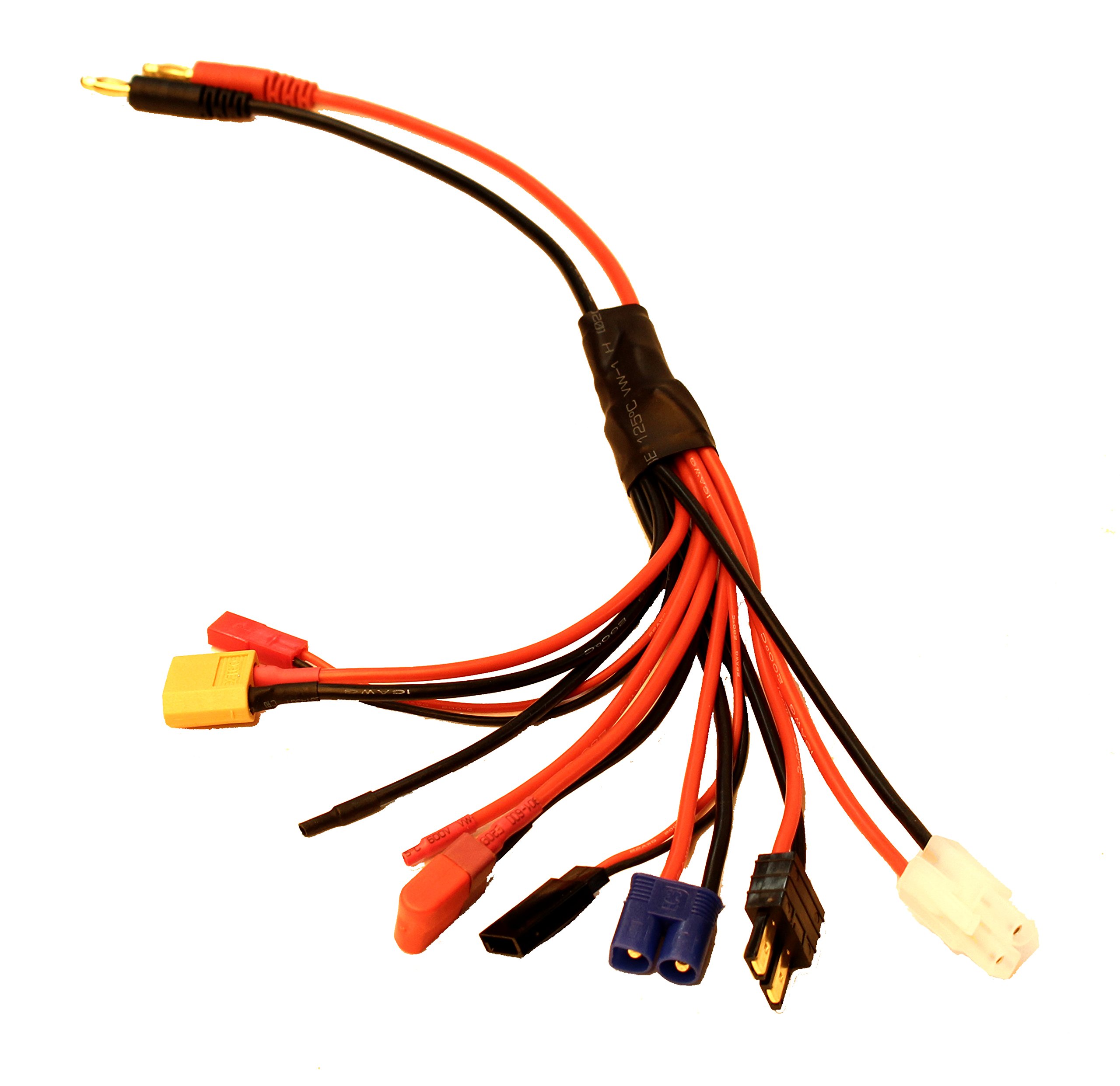 Racers Edge 1624 8-Function Charge Adapter to Male 4mm Bullets-300mm Wire