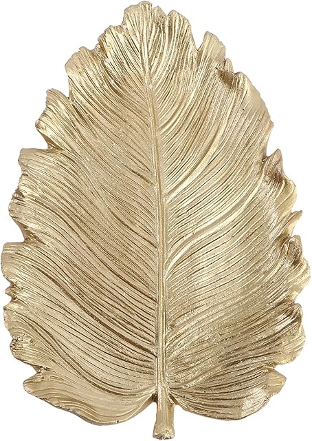 BESPORTBLE Gold Leaf Shaped Small Jewelry Ring Dish,Gold Leaf Trinkle Dish Jewellery Tray Plate Decorative Plate for Necklace Earrings Rings Bracelet Tray Organizer Wedding Party Decor