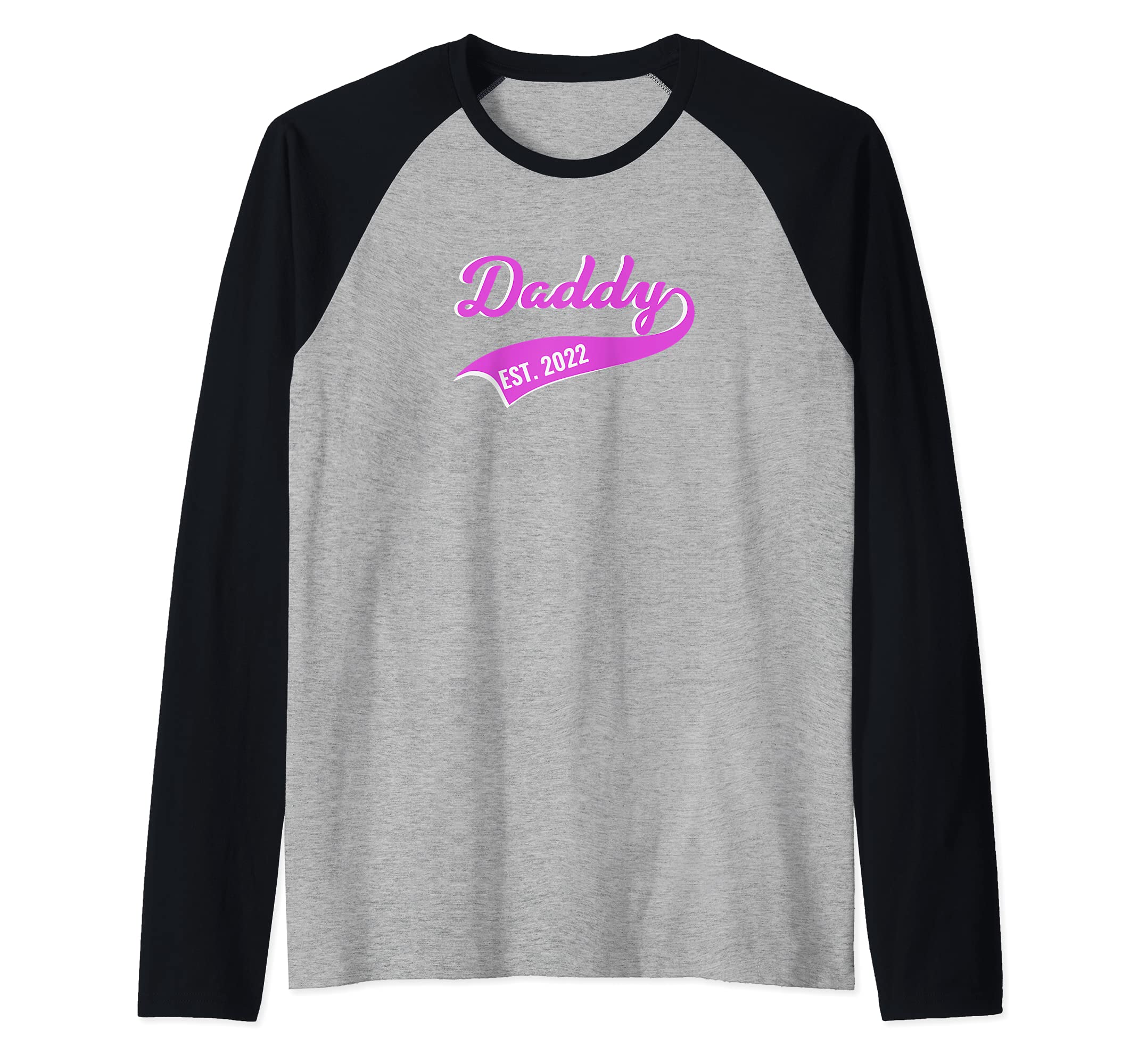 Daddy Est. 2022 Baseball Style Design Raglan Baseball Tee, Black