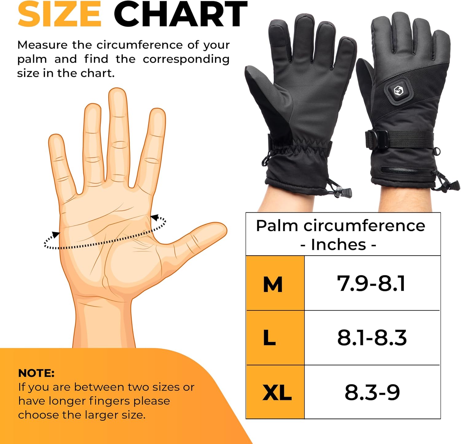 Foxelli Heated Gloves for Men & Women - 3 Heat Settings, Touchscreen Compatible, Rechargeable Waterproof Electric Gloves for Winter Outdoor Sports