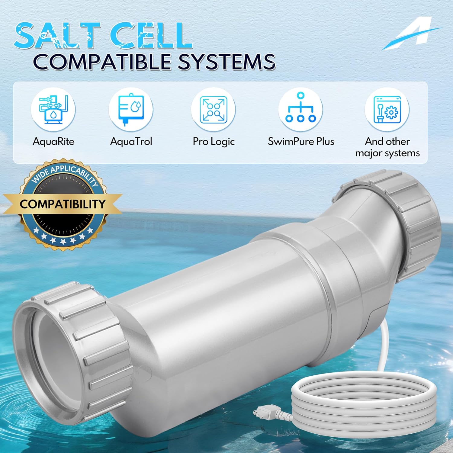 Salt Cell Fits for Hayward W3T-CELL-15 TurboCell Salt Chlorination Cell, Salt Cell for Pool up to 40,000 Gallons