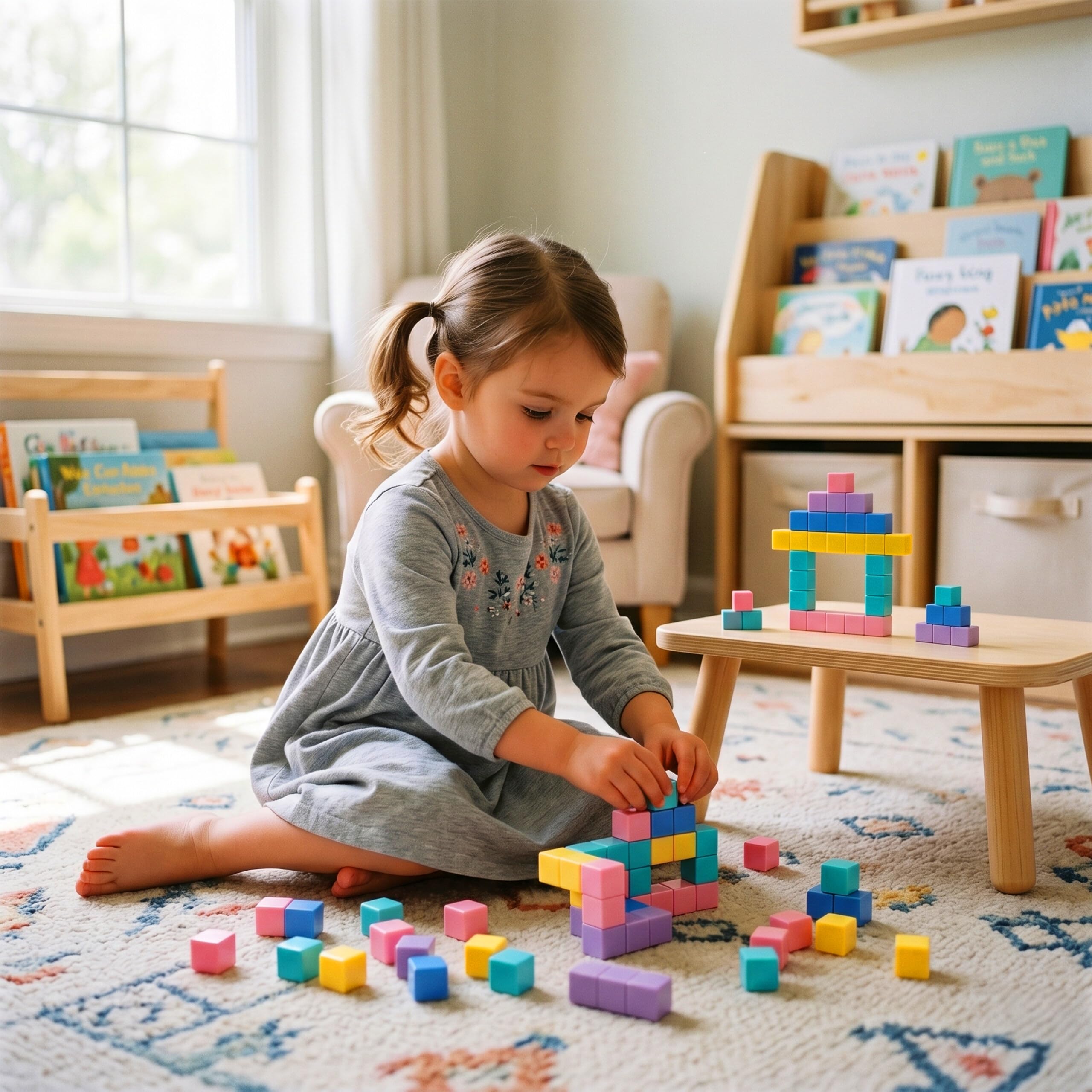 Relaxdays: Cubos magnéticos Set 100 Piezas, Colores Pastel, Juguete magnético, Desde 3 años, Bolsa, ABS, Multicolor