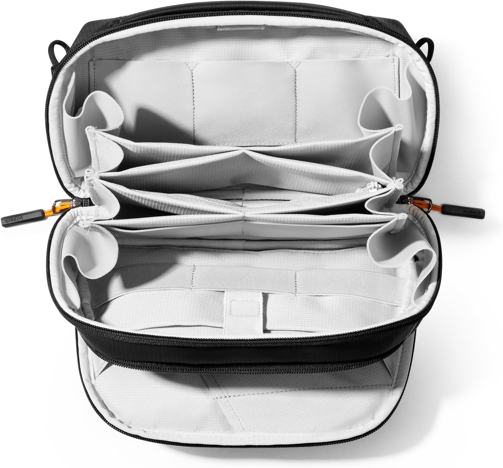 Inateck 180ยฐ Open Cable Organiser Bag Electronics Accessories Travel Shoulder Crossbody Bag Gadgets Organizer Travel Case, Accessory Storage Tech Pouch with Handle & Detachable Shoulder Strap, Black