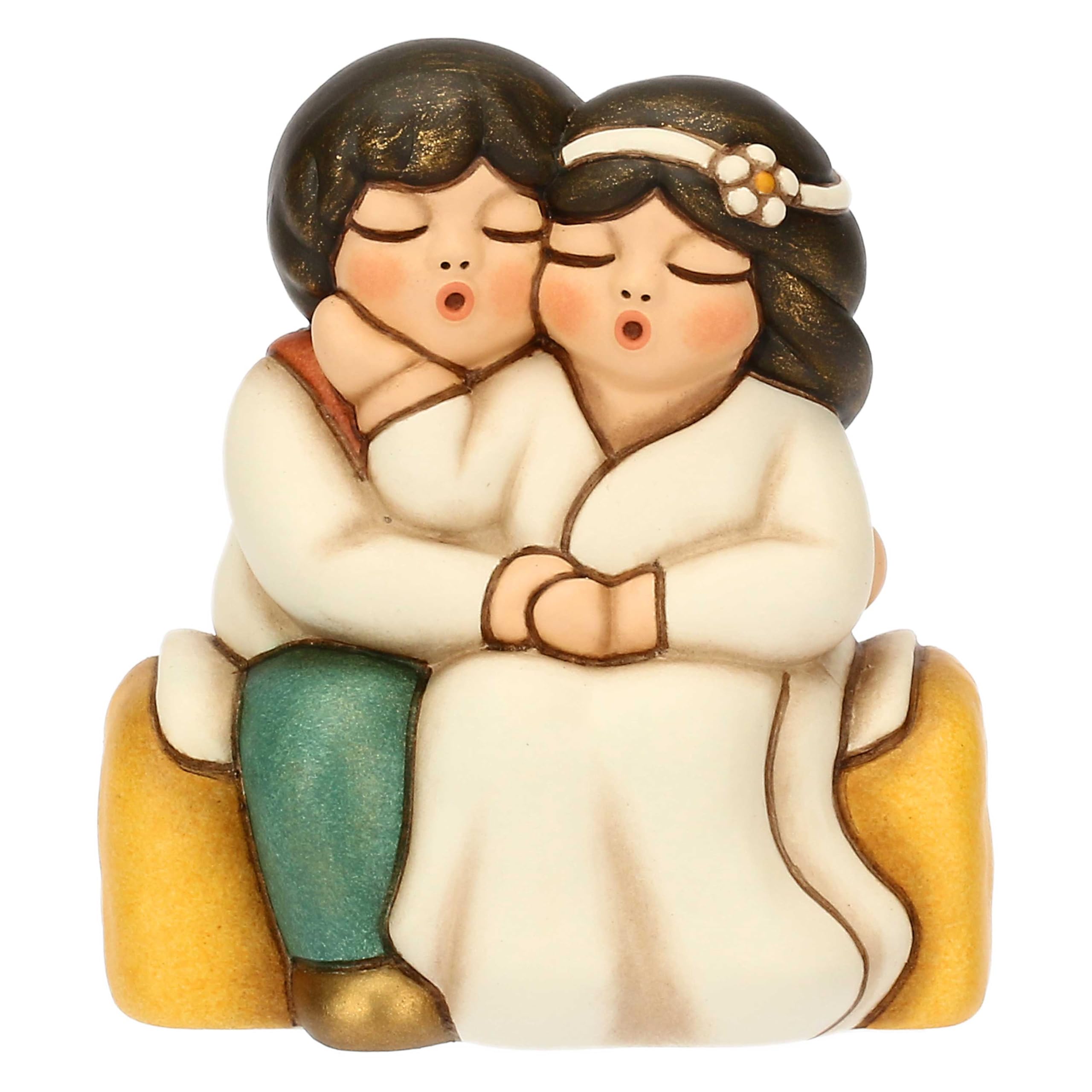 THUN - Ceramic Bride and Groom on Straw, Small - Ceramic - Favour Collection - 5 x 4.3 x 6.5 cm