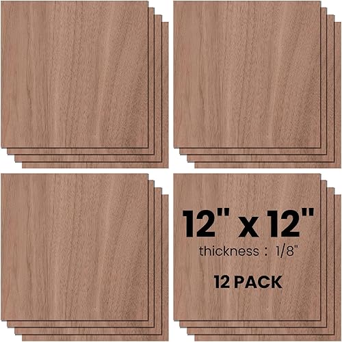 12 piezas de madera contrachapada de madera de cerezo de nogal de 18 pulgadas, madera contrachapada de nogal, manualidades, madera fina sin terminar