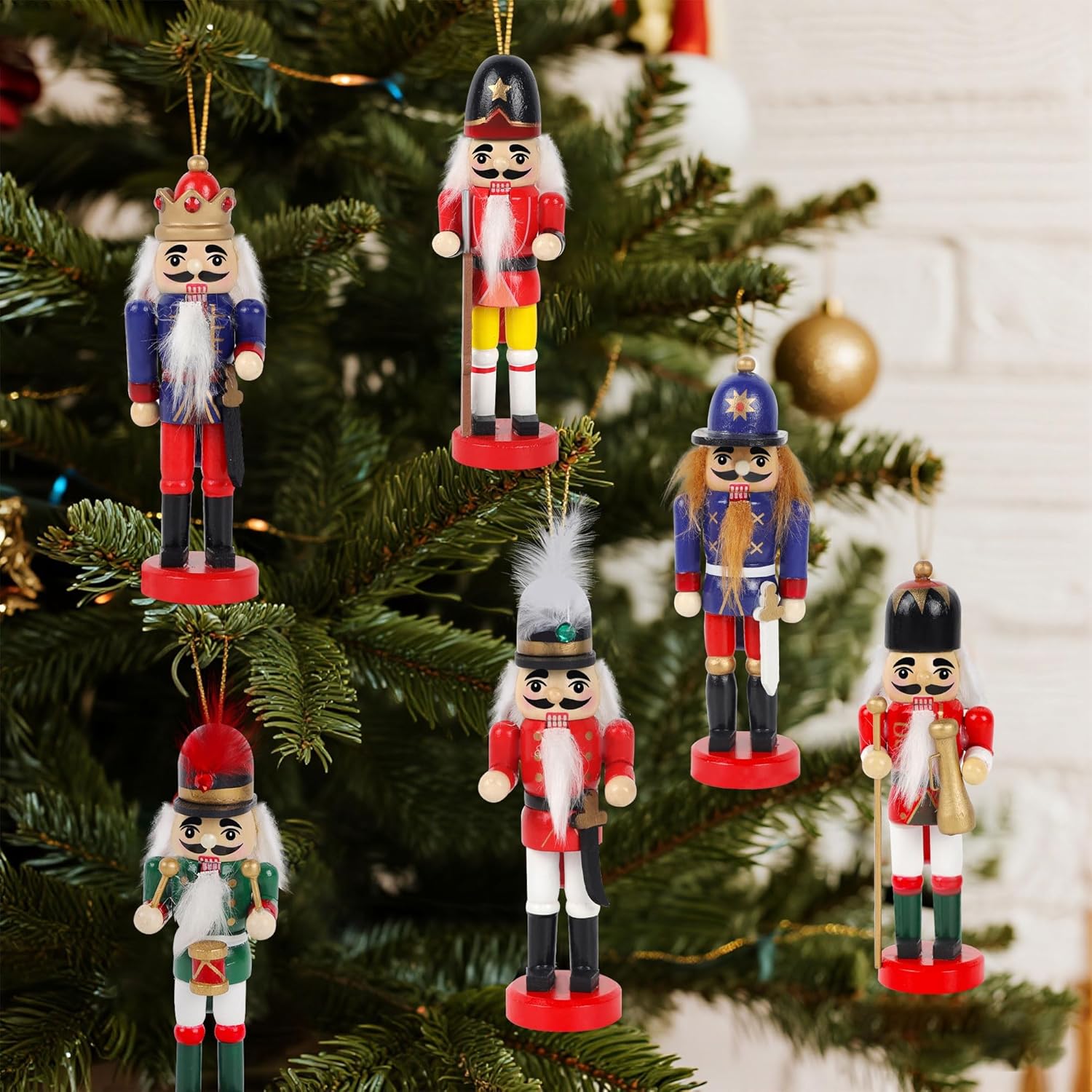 Joliyoou Wooden Christmas Nutcracker, 12 Pcs Mini Soldier Figurines 5.1 inch Nutcracker Ornaments for Xmas Gifts