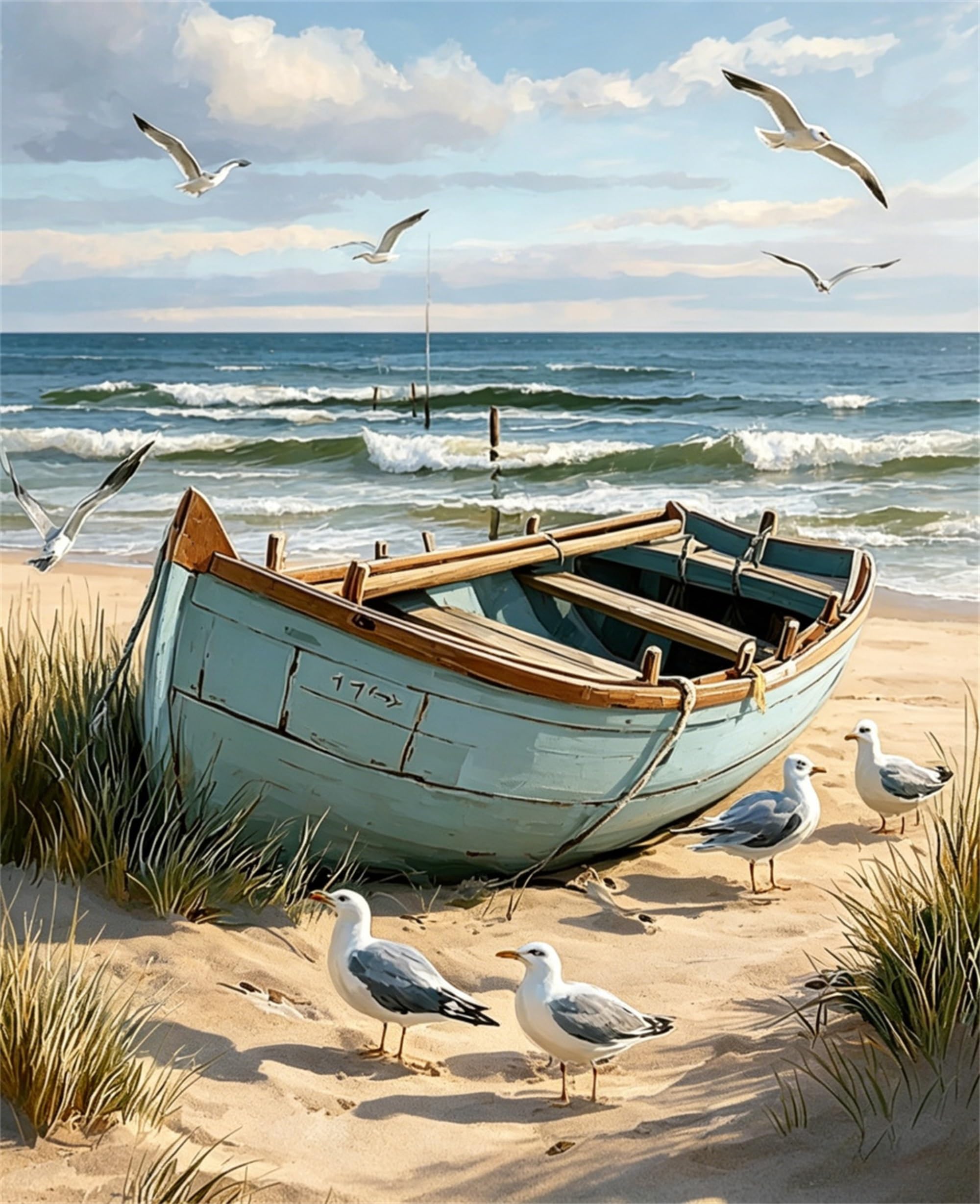 Xiangxujia DIY Paint by Number for Adults,Painting by Number Kits on Canvas,Color by Numbers for Adult Beginner,Gifts Decor for Home Wall Room (Boat)