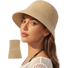 Ababalaya Breathable Cotton Knit Crochet Bucket Hat for Women Girls