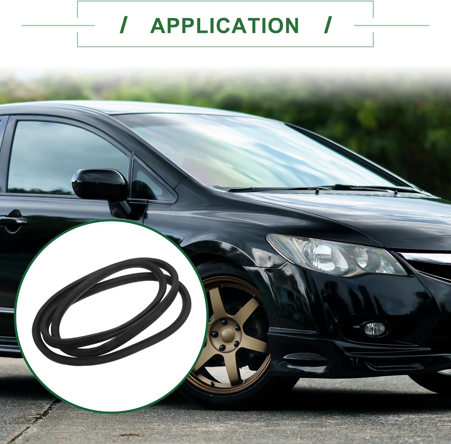 Motoforti Rear Trunk Lid Seal Gasket, Weatherstrip Trunk Sealing Strip, for Honda Civic FD 2006-2011, Rubber, Rear, No.74865SNEA01, Black