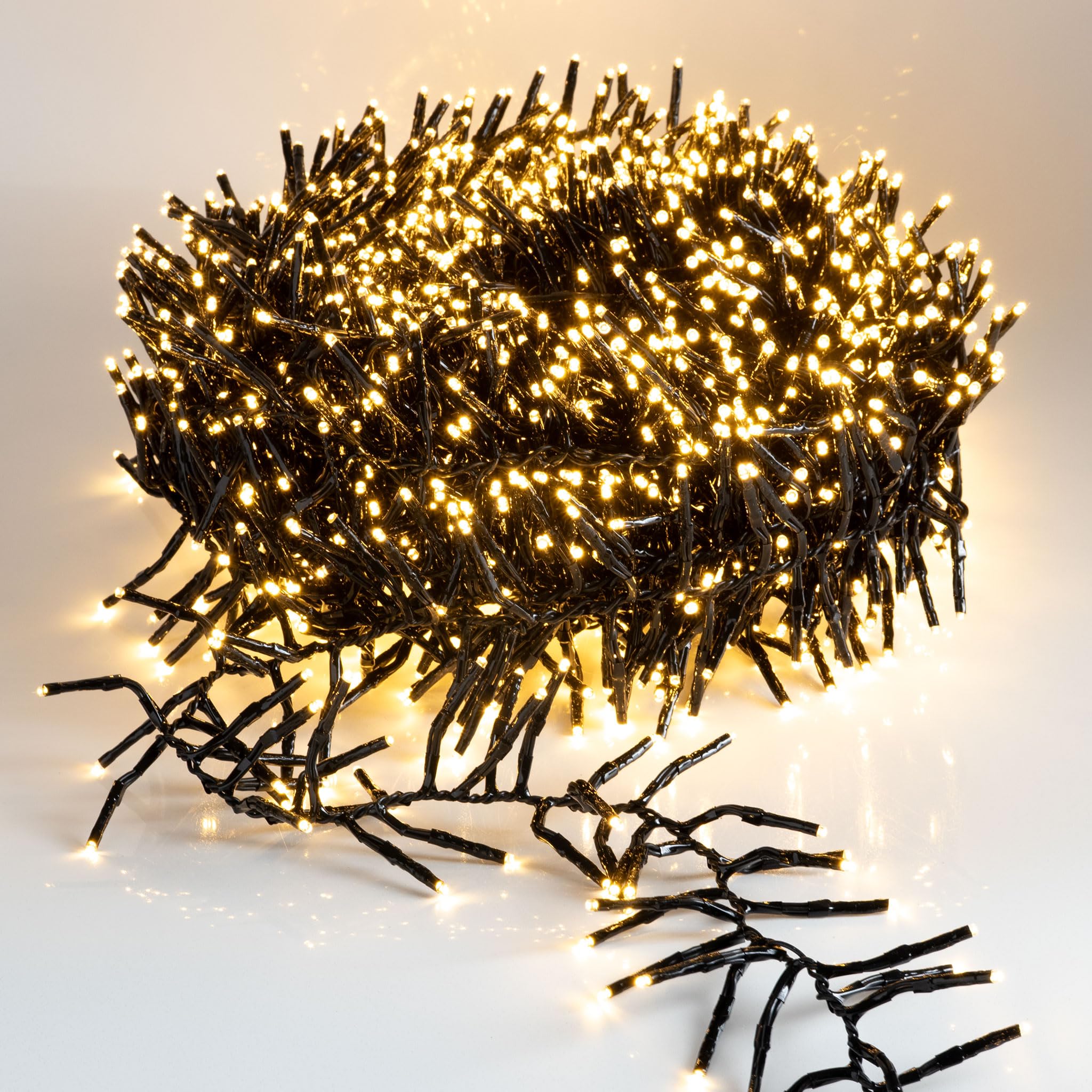 Catena luminosa a LED per albero di Natale, luce bianca calda, lunghezza 22 m, 3000 LED, con 8 funzioni, per interni ed esterni