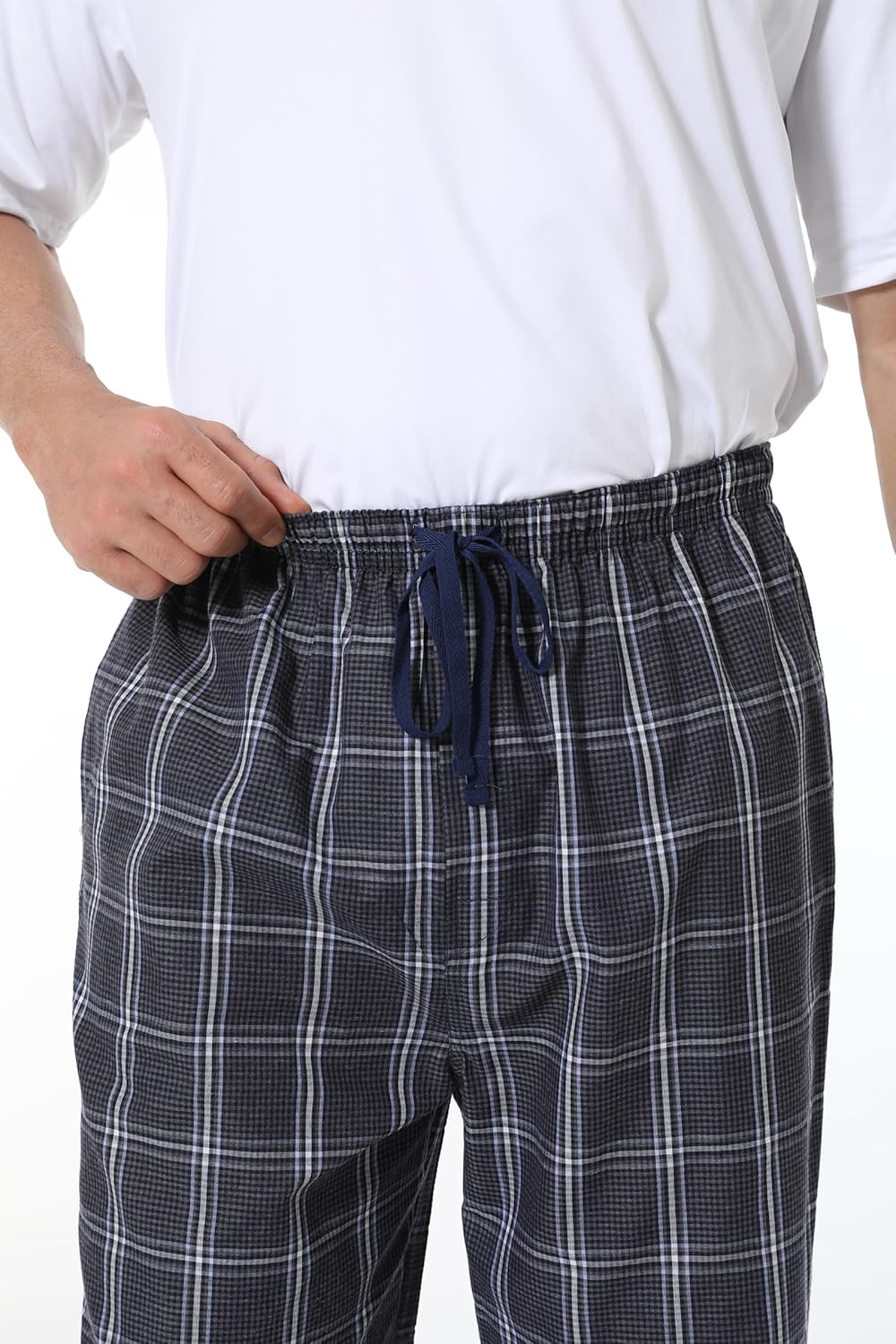 Mens Pajama Pants 100% Cotton Plaid Sleep & Lounge Pants, PJ Bottoms with Pockets and Button Fly - Image 4