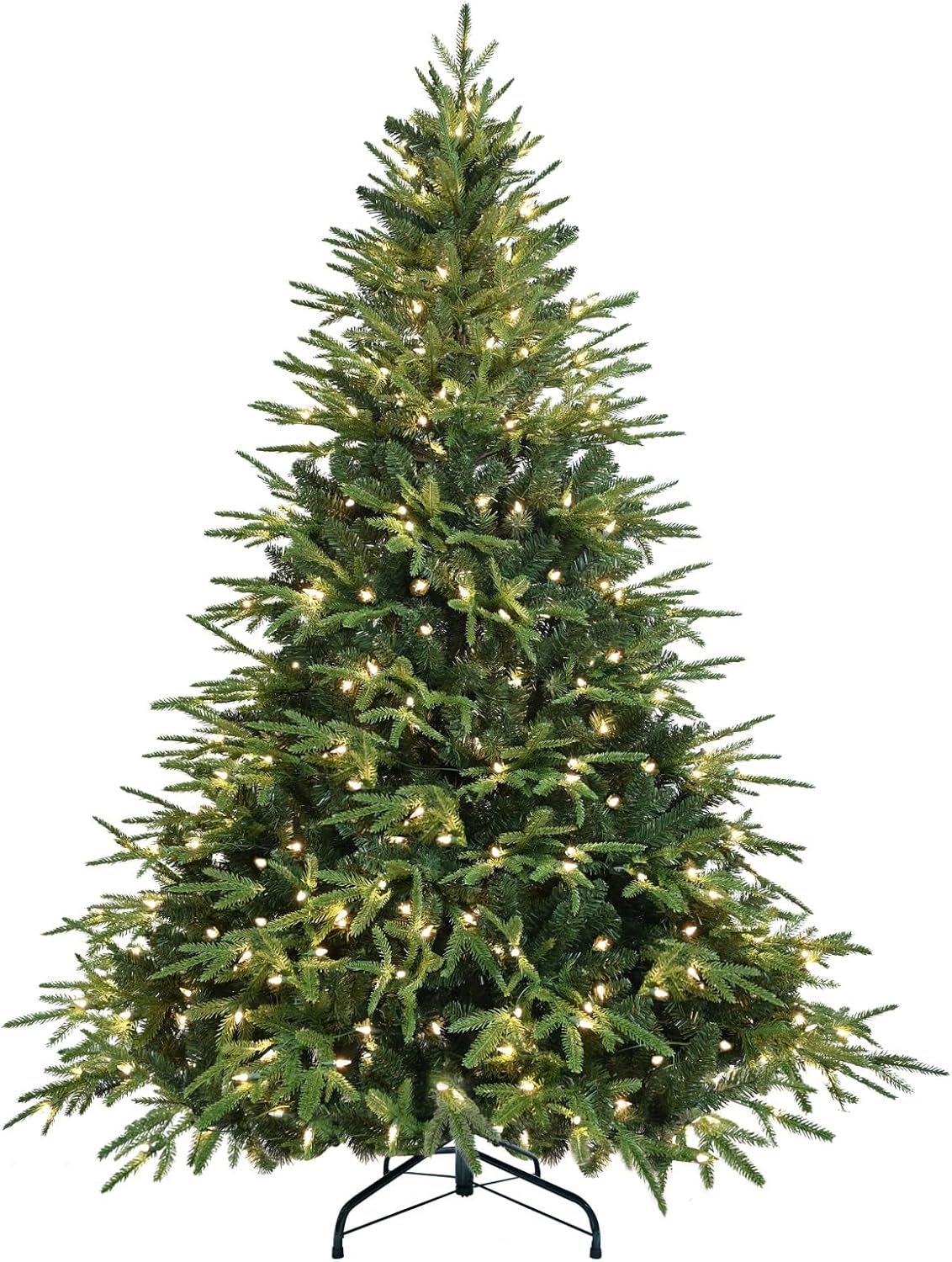 4ft Prelit Artificial Christmas Tree with 907 PE PVC Tips, Premium Pre-Lit Holiday Xmas Tree with 150 UL Incandescent Lights, Metal Hinges & Foldable Base for Home Office Party, Green
