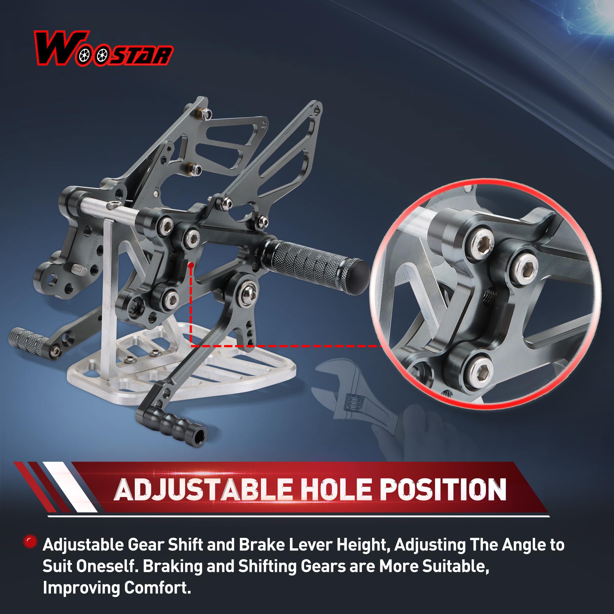 Pedane Arretrate Regolabili WOOSTAR Per Honda CBR 600 2003-2006 - Foto 1