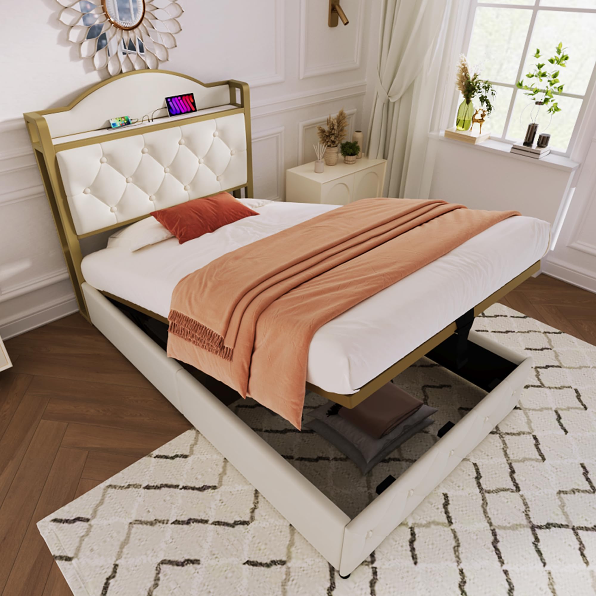 Camas Articuladas Electricas Cama Clásica De Madera Con 2 Cajones De  Almacenamiento Marco De Cama Con Cabecera Y Estribo Para Adolescentes Y  Adultos Soporte De Listones De Cama Nido Con Cajones, image size:2000x2000