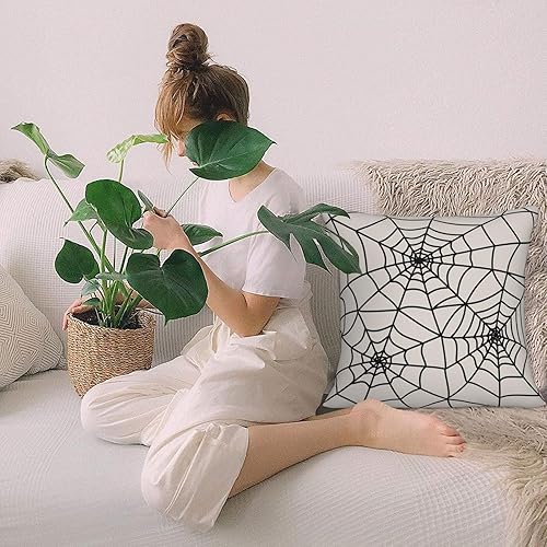 Miniatura 7 de Juego de 2 fundas de almohada de Halloween de 20 x 20 pulgadas, fundas cuadradas de lino decorativas de lino para el hogar, la cama o el sofá