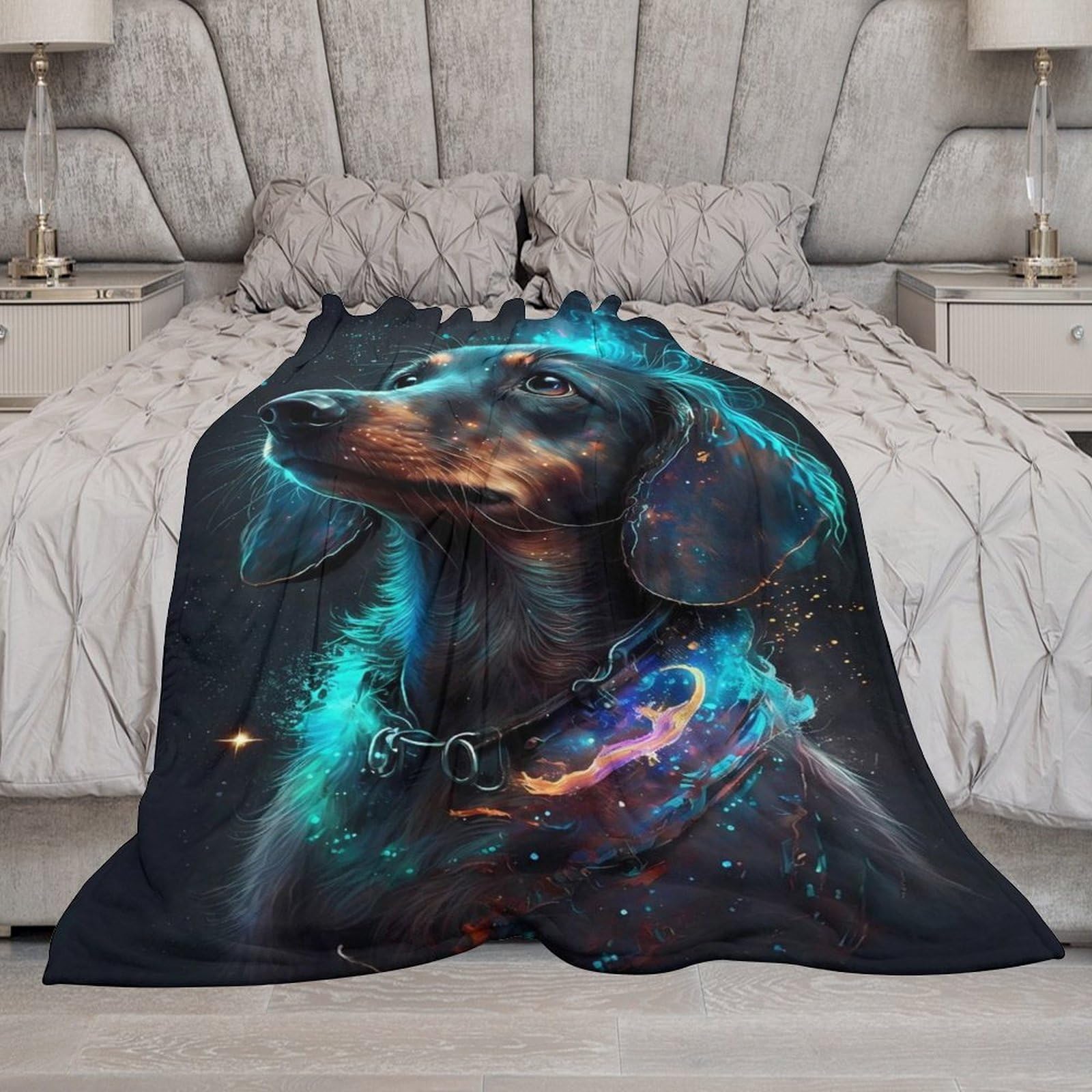Decke Flannel Kuscheldecken Dackel Hund Couchdecke, Warme Weiche Vier Jahreszeiten Decken, Schlafdecke Tagesdecke 150×200cm