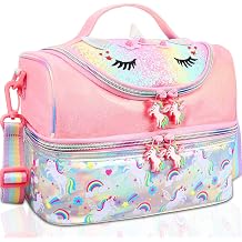 RHCPFOVR Kids Lunch Bag - Double - Decker Cooler Insulated Lunch Box for Boys Girls,Washable Lunch Bag with Strap and Reusable Toddler Lunchbox for School and Daycare