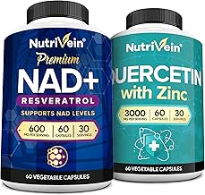 Nutrivein Premium Zinc Quercetin & NAD Resveratrol Supplement Bundle: High-Absorption Quercetin with Zinc & Resveratrol NAD Supplements - Aging, Cognition, Breathing, Metabolism, & Defenses