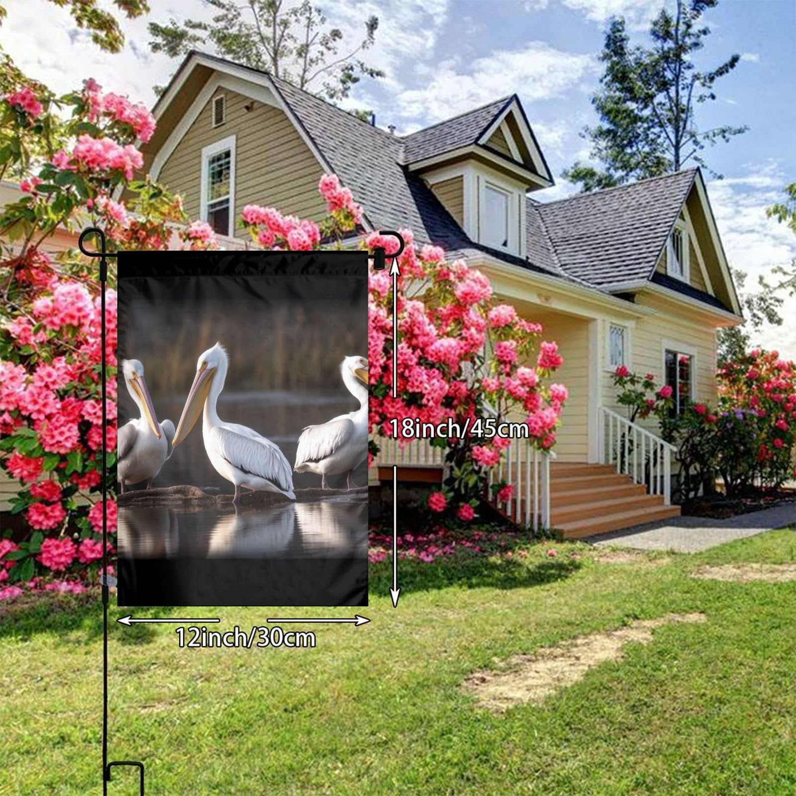 3dRose Gartenflagge 'Weiße Pelikane' – 30,5 X 45,7 Cm, Aus Polyester, Einseitig Bedruckt