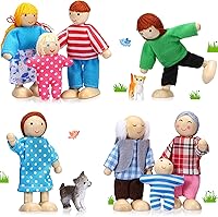 Vista 12 de Skylety 10 piezas de figuras de personas en miniatura de madera para casa de muñecas, muñecas de madera, figuras de madera para jugar, accesorios