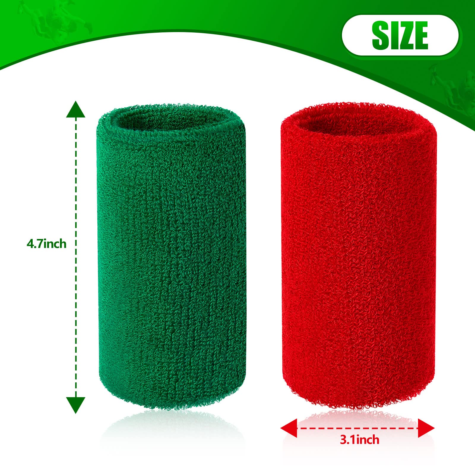 Hungdao 2 Sets Rot Grün Wrestling Arm Bands 12,7 cm Handgelenk Schweißbänder Schiedsrichter Armband für Wrestling Match Schiedsrichter Offizielles Coach Turnier Dual Meet Fußball