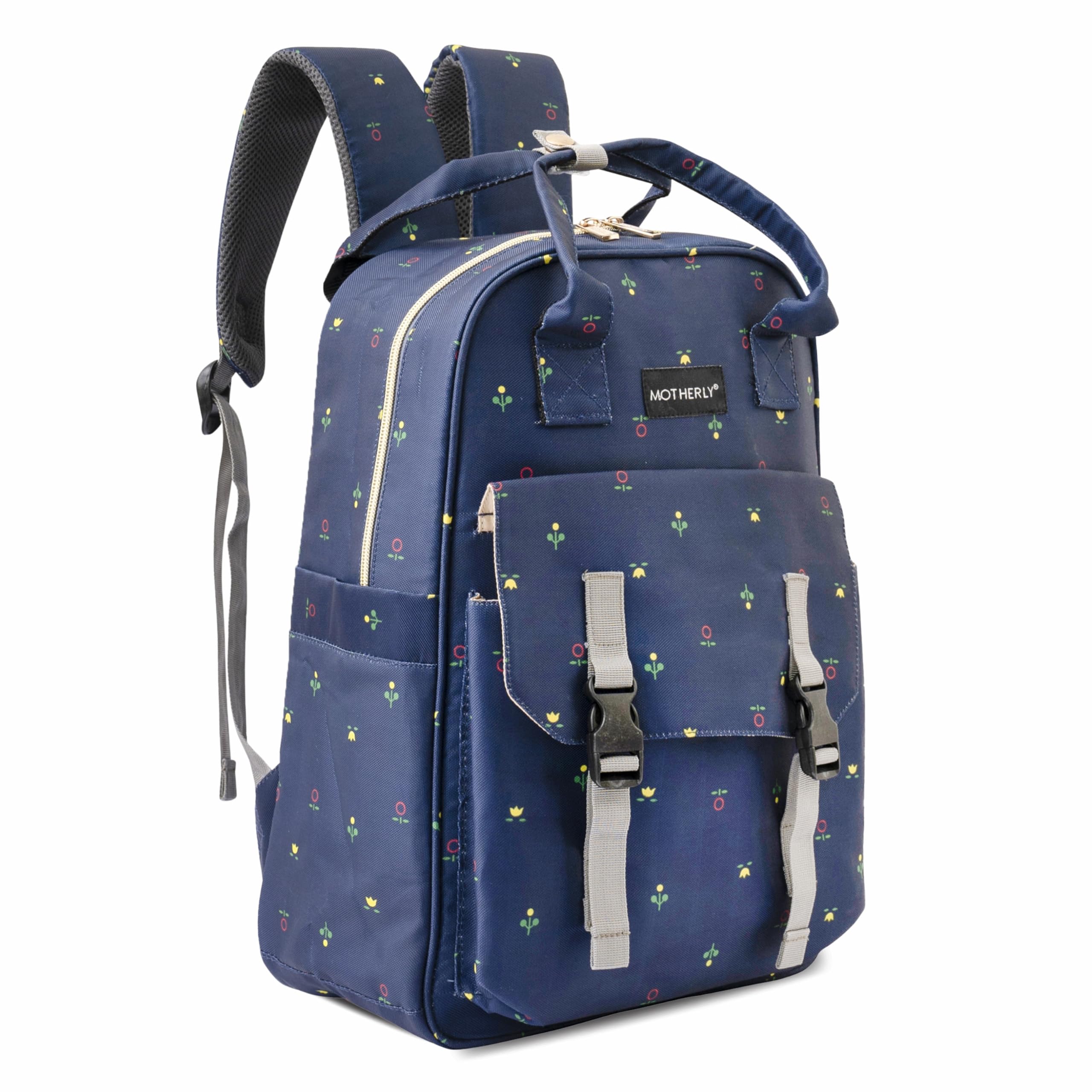 Motherly Printed Diaper Bag for Mothers for Travel, Maternity Bag for Newborn Baby, Mothers Travelling Bag, Multiple Pocket Water Resistant Baby Bag, Hospital Bag for moms (Blue Flower)-picture-28