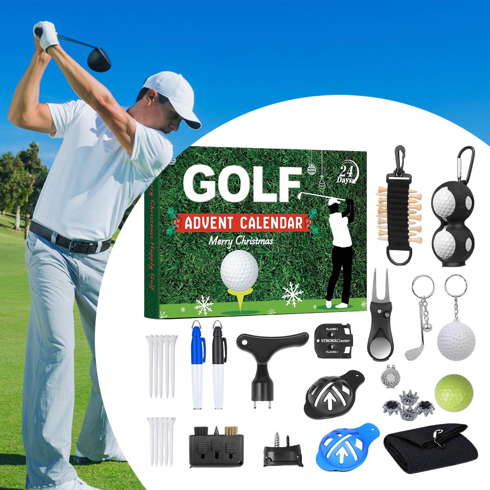 Adventskalender Countdown Golf-Zubehörset Bestehend Aus 24 Einzelnen Boxen