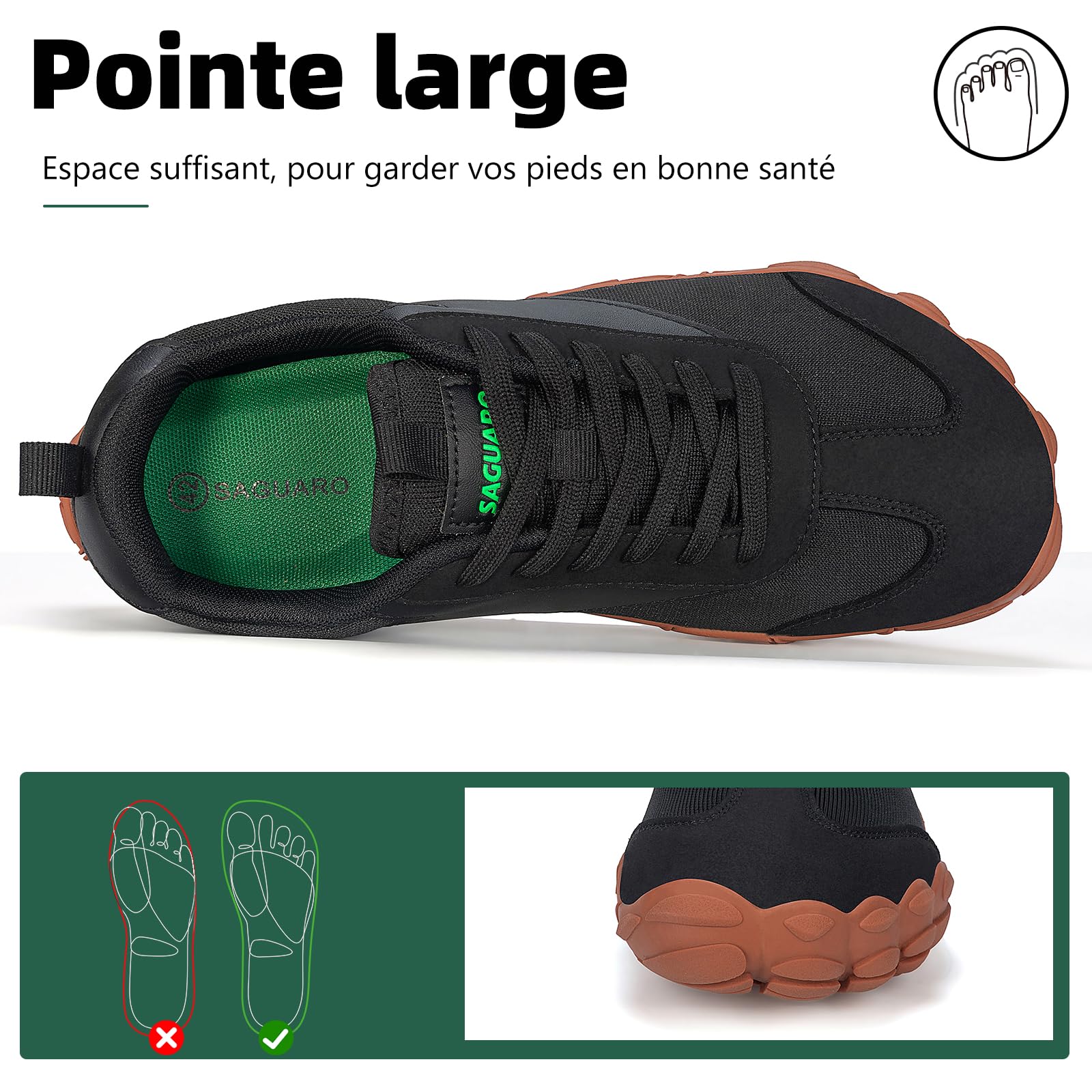 SAGUARO Unisex Barefoot Shoes Chaussures Minimalistes Knit Sneaker Pieds Nus Respirantes Antidérapant