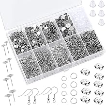 Earring Posts and Backs, 1810 Pcs Jewelry Making Supplies Include Stainless Steel Earring Pin Studs Earring Hooks Jump Rings Butterfly Earring Backs Replacements for DIY Jewelry Findings