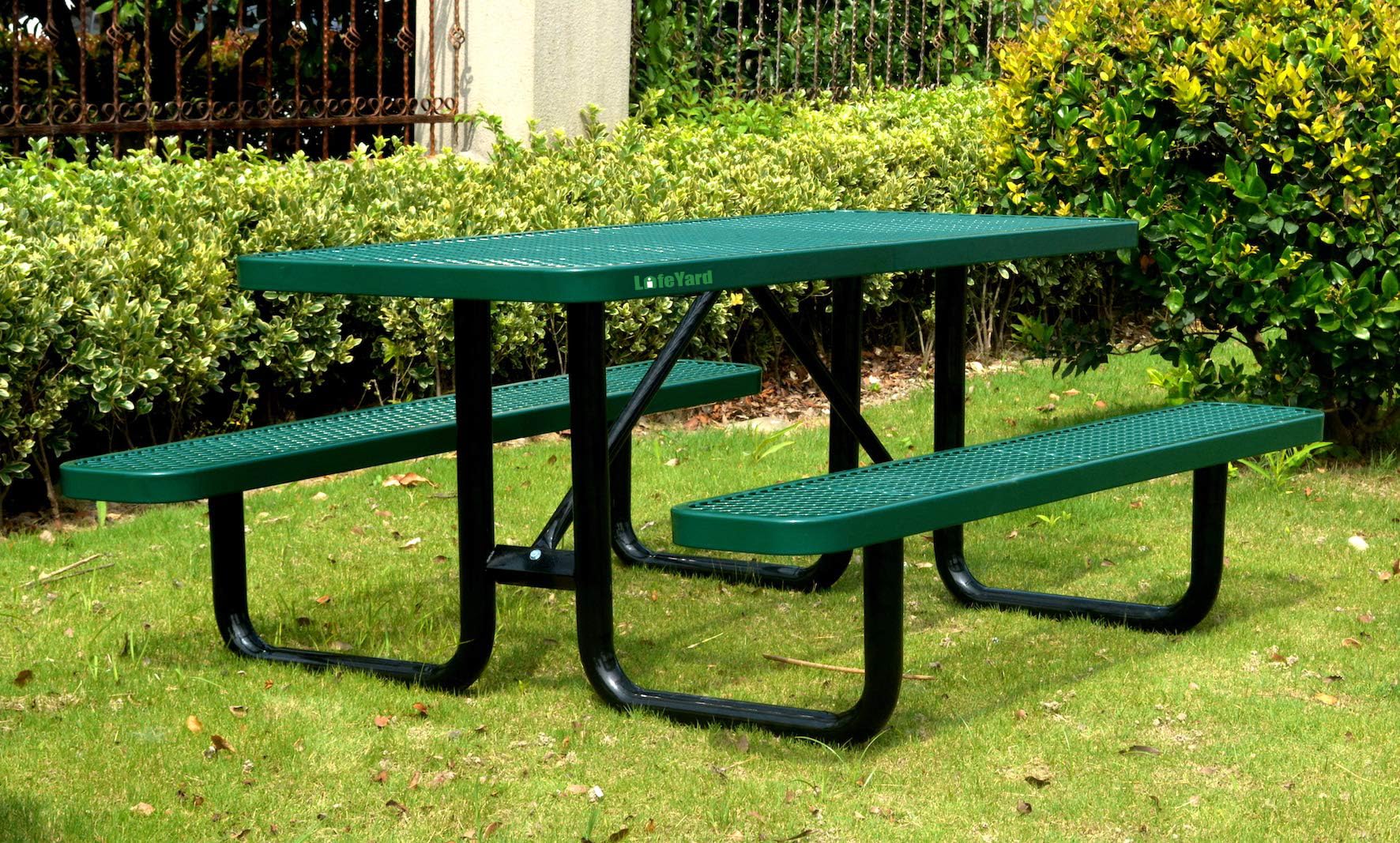 LifeYard 6' Rectangular Picnic Table, Expanded Metal, Green (72" Long)