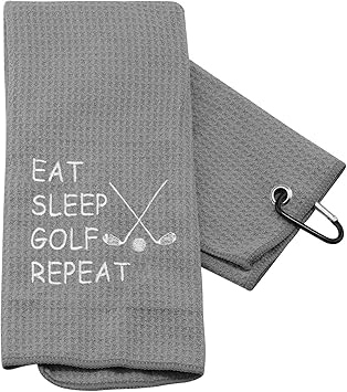 Review PXTIDY Funny Golf Towels for Men Eat Sleep Golf Repeat Embroidered Golf Towel with Clip Gift for Golf Lover Review PXTIDY Funny Golf Towels for Men Eat Sleep Golf Repeat Embroidered Golf Towel with Clip Gift for Golf Lover