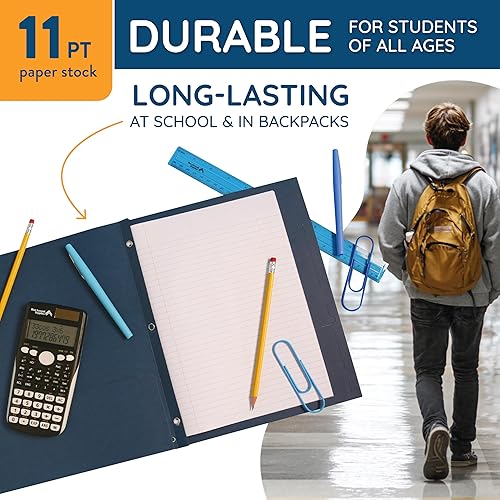 Miniatura 4 de Blue Summit Supplies 50 carpetas de dos bolsillos con puntas a granel, carpetas de 3 puntas con bolsillos a granel, 2 bolsillos de papel, diseñadas