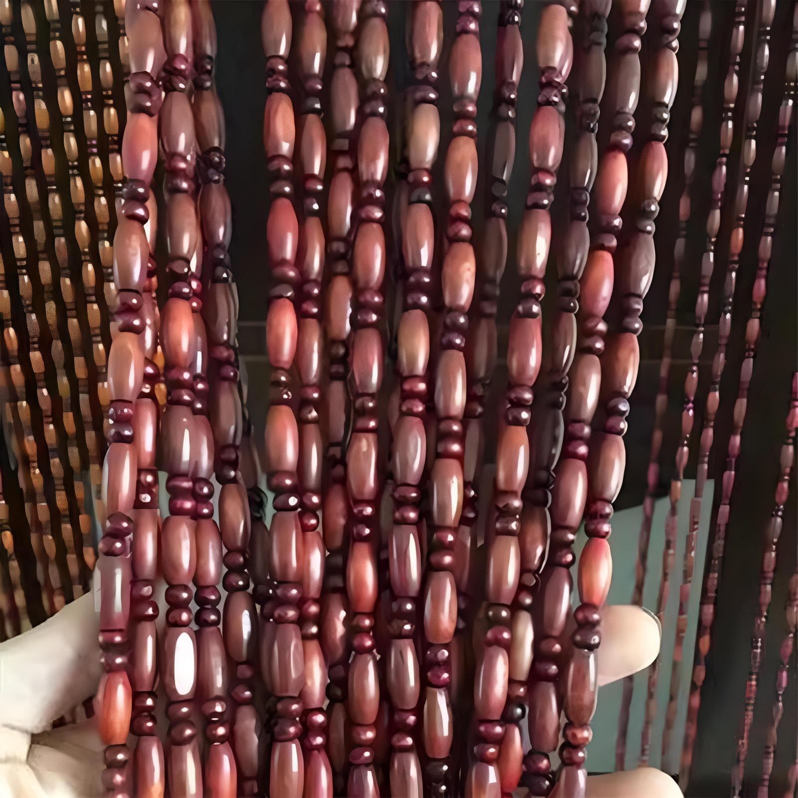 Eiauiuo Mahagonifarbe Beaded Curtain With Wood Grain Design, 51 Strips, Decorative Door & Room Divider Curtain For Living Room, Bedroom, Balcony & Patio – Fly Screen For Door & Window(,100X210cm(Wxh))